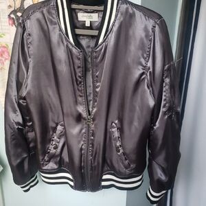 Vintage 1980's Charlotte Russe Rare Shiny Black Varsity Jacket